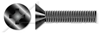 #0-80 X 1/2″ Machine Screws, Flat Phillips Drive, 82 Degree Countersink, Full Thread, 18-8 Stainless Steel, Black Oxide