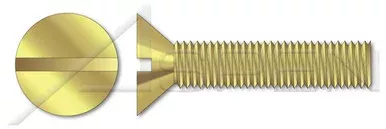 #0-80 X 1/4″ Machine Screws, Flat Slot Drive, 82 Degree Countersink, Full Thread, Brass