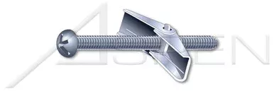 1/4″ X 6″ Toggle Bolts and Wings, Round Head, Combination Slot/Phillips Drive, Steel