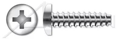 #10-14 X 3/8″ Trilobe Thread Rolling Screws for Plastics, Pan Phillips Drive, 48-2 Double-Lead Thread, 18-8 Stainless Steel, Passivated and Waxed