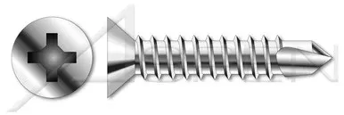 #10-16 X 4″ Self-Drilling Screws, Flat Phillips Drive, Stainless Steel