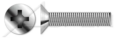 #10-24 X 1″ Machine Screws, Flat Phillips Drive, 100 Degree Countersink, Full Thread, 18-8 Stainless Steel, Black Oxide