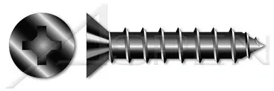 #10 X 1-1/2″ Self-Tapping Sheet Metal Screws, Type “A”, Flat Phillips Drive, Steel, Black Oxide