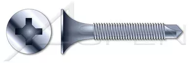 #10 X 1″ Self-Drilling Screws, Bugle Phillips Drive, #2 Self-Drilling Point, Fine Thread, Steel, Zinc Plated