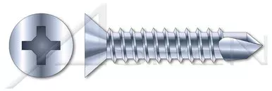 #10 X 1″ Self-Drilling Screws, Flat Phillips Drive, Steel, Zinc Plated and Baked
