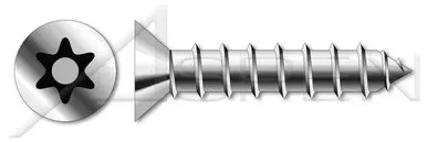 #10 X 1″ Self-Tapping Sheet Metal Screws, Flat Countersunk Head Tamper-Resistant 6Lobe Torx(r) Pin Drive, Type “A”, Stainless Steel