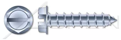 #10 X 2″ Self-Tapping Sheet Metal Screws, Type “A”, Hex Indented Washer, Slotted, Steel, Zinc Plated