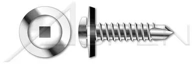 #10 X 3/4″ Self-Drilling Screws, Pan Square Drive with Sealing Washer, 410 Stainless Steel