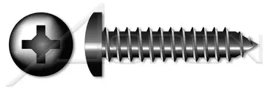 #10 X 3/4″ Self-Tapping Sheet Metal Screws, Type “AB”, Pan Phillips Drive, 18-8 Stainless Steel, Black Oxide