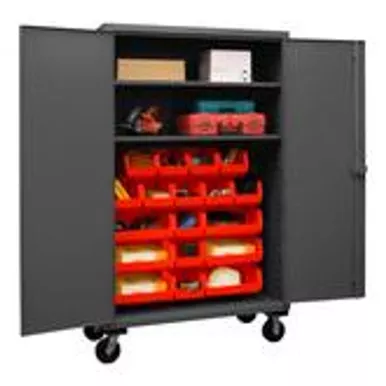 12 Gauge Mobile Cabinet with 2 Shelves and 18 Bins