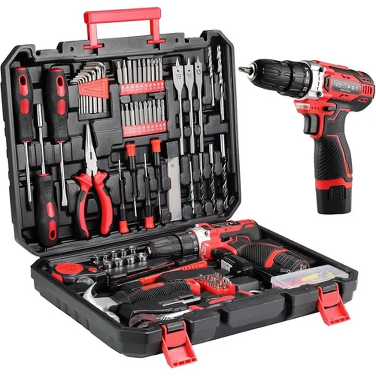 138 Pcs Power Tool Set with 12V Cordless Drill Home DIY Repairs Tool Box
