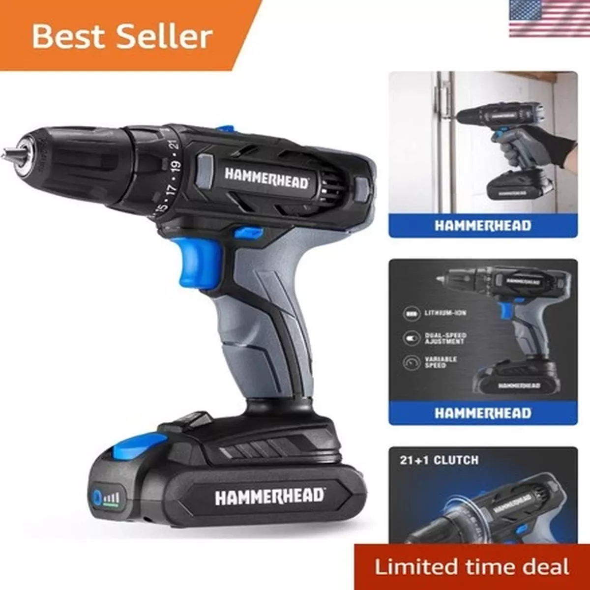 2-Speed 20V Cordless Drill with Charger – 248 In-lbs Torque & Precision Control