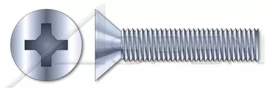 #3-48 X 1/4″ Machine Screws, Flat Phillips Drive, 82 Degree Countersink, Full Thread, Steel, Zinc Plated