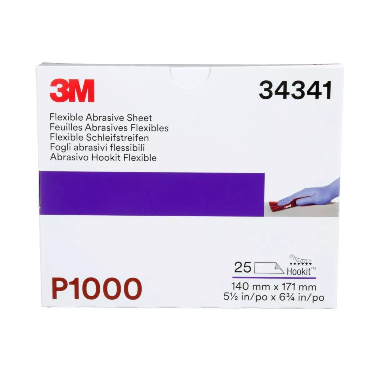 3M 270J 34341 Hookit Flexible Abrasive Sheet, P1000, 5.5 in x 6.8 in (7100010569) (125 Pack)