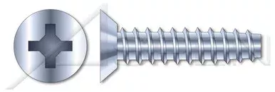 #4-20 X 5/16″ Trilobe Thread Rolling Screws for Plastics, Flat Undercut Phillips Drive, 48-2 Thread, Steel, Zinc Plated and Waxed