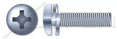 #4-40 X 1/4″ SEMS Split Lock Washer Machine Screws, Pan Phillips Drive, Steel, Zinc Plated and Baked