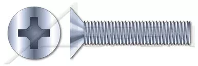 #4-40 X 1″ Machine Screws, Flat Phillips Drive, 100 Degree Countersink, Full Thread, Steel, Zinc Plated