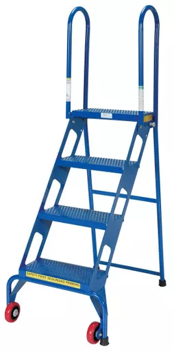 4 Step Steel Folding Ladder with Wheels - 1