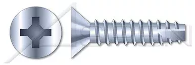 #4 X 3/8″ Thread-Cutting Screws, Type “25”, Flat Head Phillips Drive, Steel, Zinc Plated and Baked