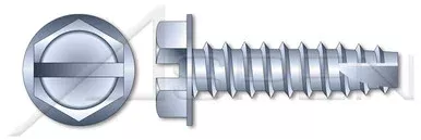 #6-20 X 3/4″ Thread-Cutting Screws, Type “25”, Hex Slotted Indented Washer Head, Steel, Zinc Plated and Baked