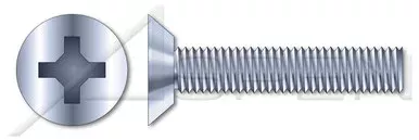 #8-32 X 5/8″ Machine Screws, Flat Undercut Phillips Drive, 82 Degree Countersink, Full Thread, Steel, Zinc Plated