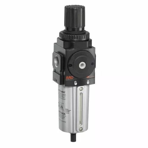 ARO 2000 Series 1/2 in. Filter-Regulator “Piggyback” w/ Metal Bowl & Manual Drain