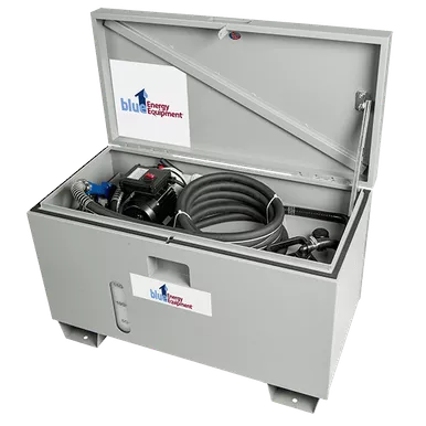Blue1 904-060-2 60 Gallon Carbon Steel Portable Dispense Unit with TD-12V Pump & 20'/4' Hose - Detachable CS Drum and Tote Bracket & 4-Pin Closed System & SS Auto Nozzle with Swivel and Integrated Nozzle Holder