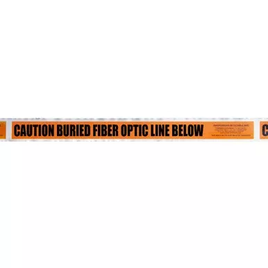 CAUTION BURIED FIBER LINE BELOW Orange/Black Detectable Underground Utility Marking Warning Roll Tape (1,000 ft) | Incom Signs