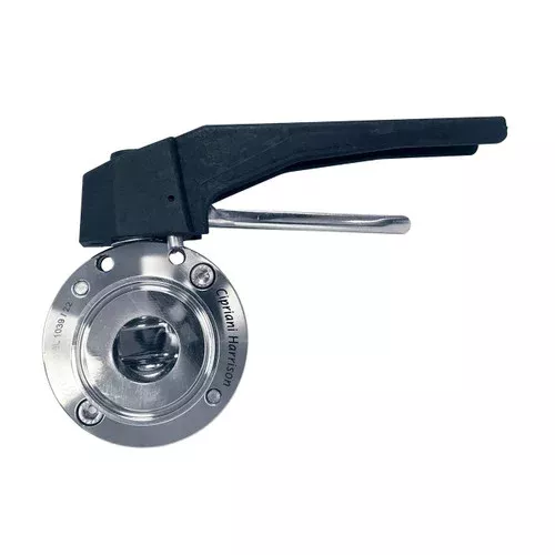 Cipriani Harrison Valves 100 Series 304 SS Manual 2 Position Butterfly Valve w/PTFE Seals & SS Disc, Clamp End