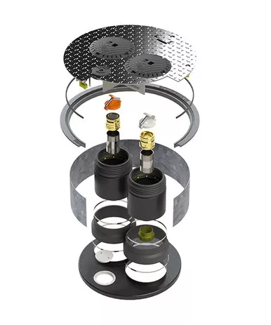 CNI 4205GC-GU-33 Multiport Gear Up EVR Complete Package, 33" Sump Lid Gravity Cover, 42" Round, Two Door 16" Centers