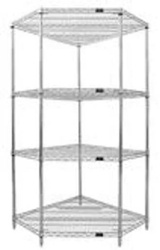 Corner Wire Shelving with 4 Shelves - 74 Inch High