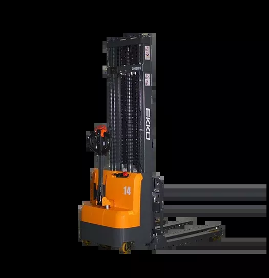 EKKO Full Powered Straddle Stacker 3000 lb. Capacity 145″ Height EB14C-145