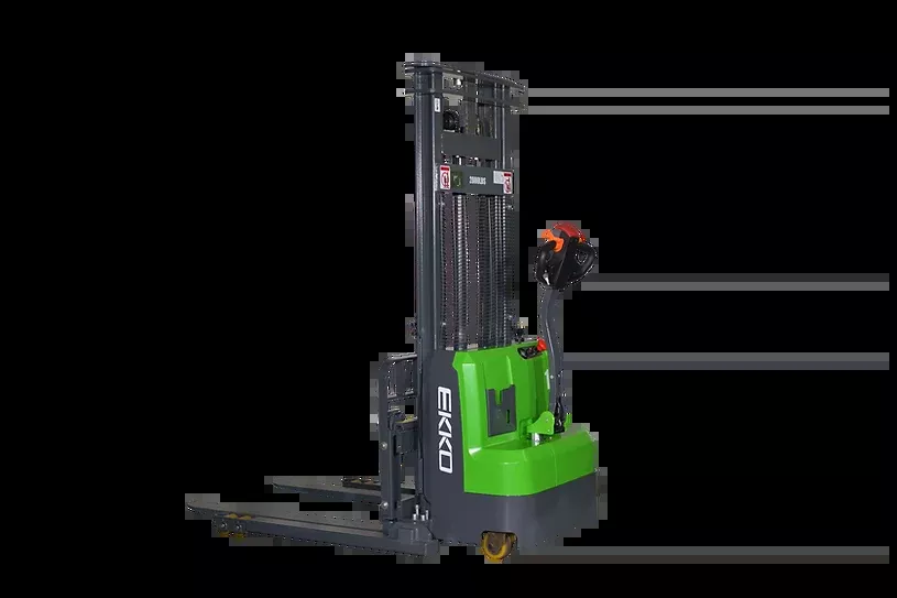 EKKO Lithium Straddle Stacker 3000 lb. Capacity 118" Height, Side Shift EB14CS-118Li