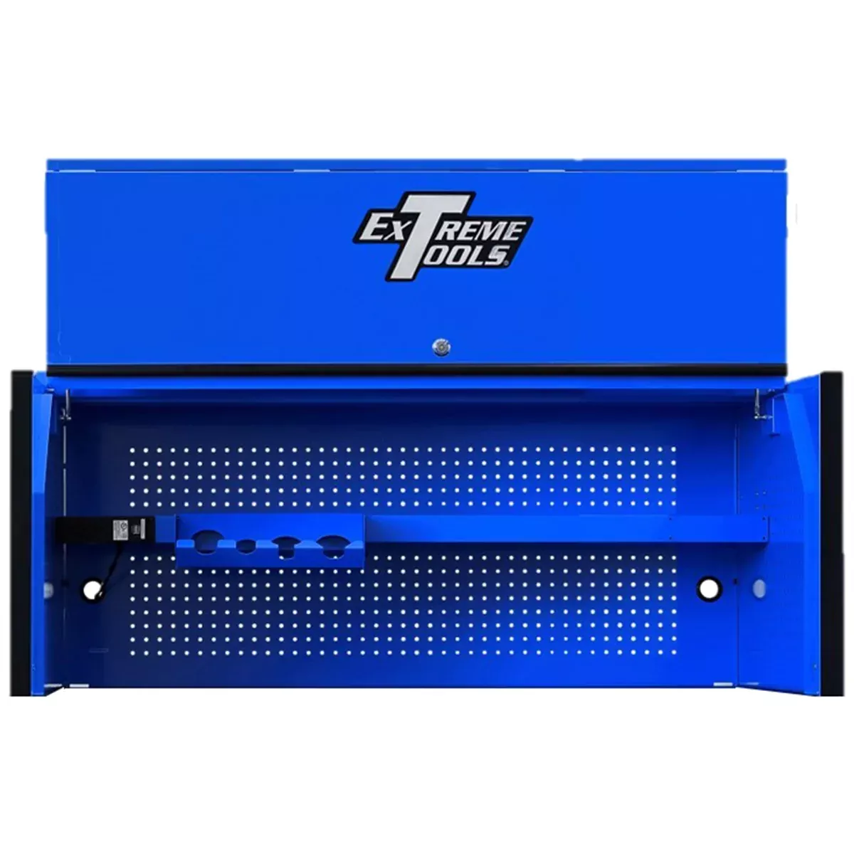 Extreme Tools DX Series 55” W x 25” D Extreme Power Workstation Hutch Blue with Black Handle and Trim EXTDX552501HCBLBK