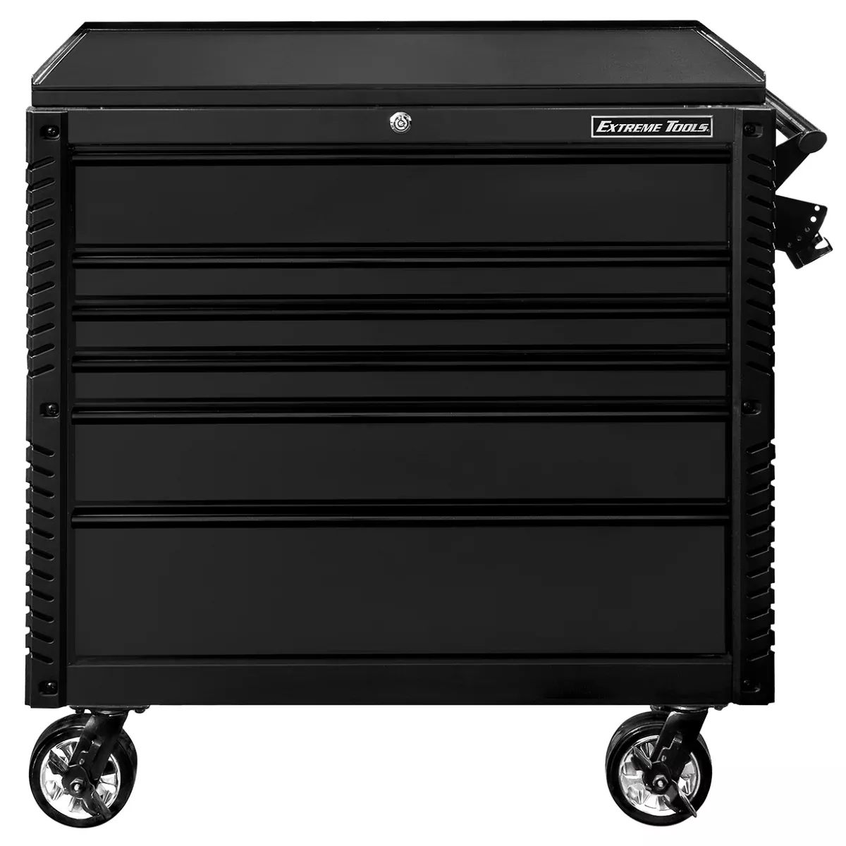 Extreme Tools EX Professional 41″ 6-Drawer Open Top Tool Cart with PVC Work Surface – Matte Black Heavy-Duty Rolling Tool Chest (EXTEX4106TCMBBK)