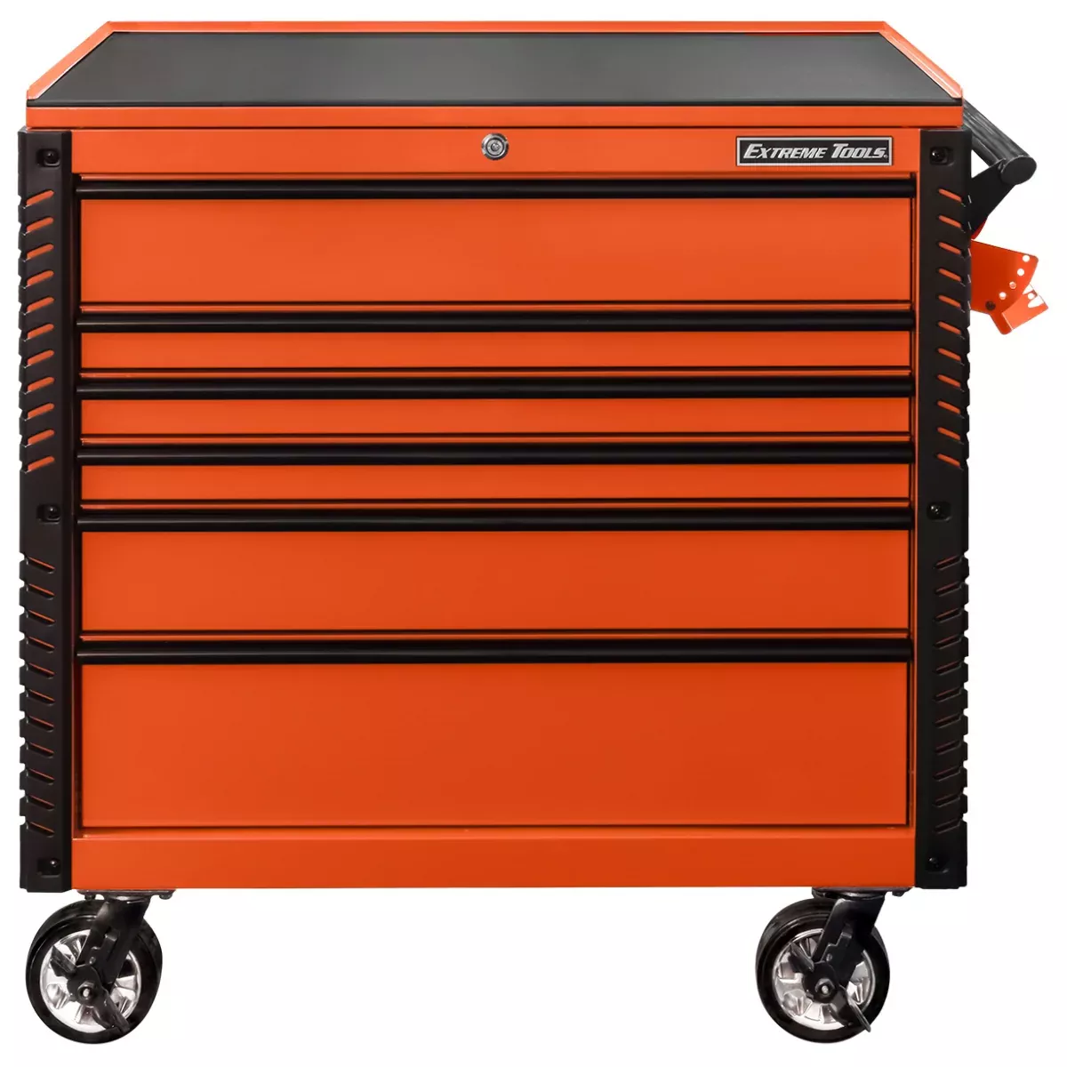 Extreme Tools EX Professional Series 41" Open Top Tool Cartwith PVC-coated work surface 6 Drawer Orange/Black Heavy Duty