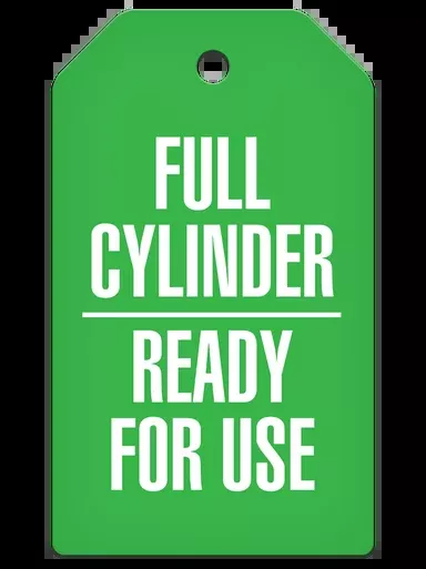 FULL CYLINDER READY FOR USE Safety Tag (25/pkg) | Incom Signs