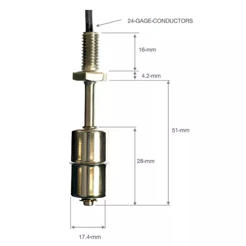 Gizmo Engineering FS-SS Tank Alarm Float Switch – Stainless Steel, M10
