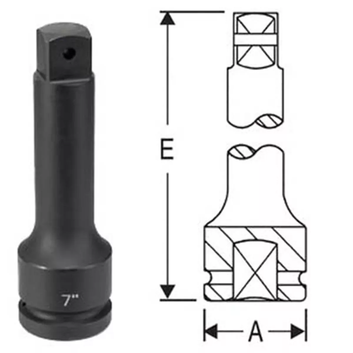 Grey Pneumatic 4010EL 1" Drive x 10" Extension w/ Locking Pin
