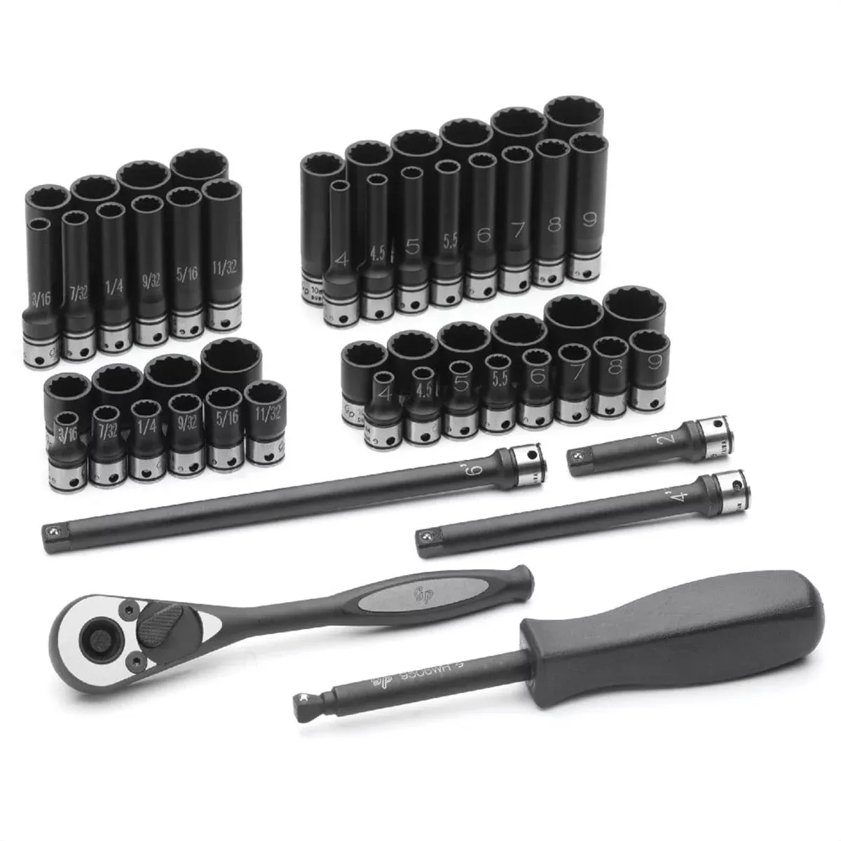 Grey Pneumatic 89253CRD 1/4" Dr. 53pc Fract. & Metric Duo-Socket Set - 12 Pt.