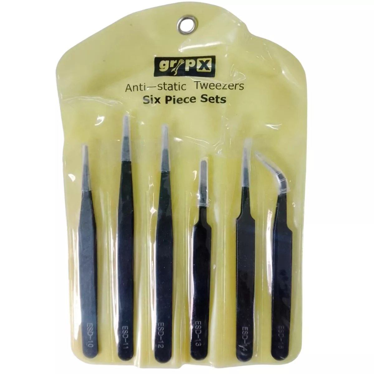 Gripx 6 Piece Anti-Static Non-Magnetic Tweezer Set 6 Inch