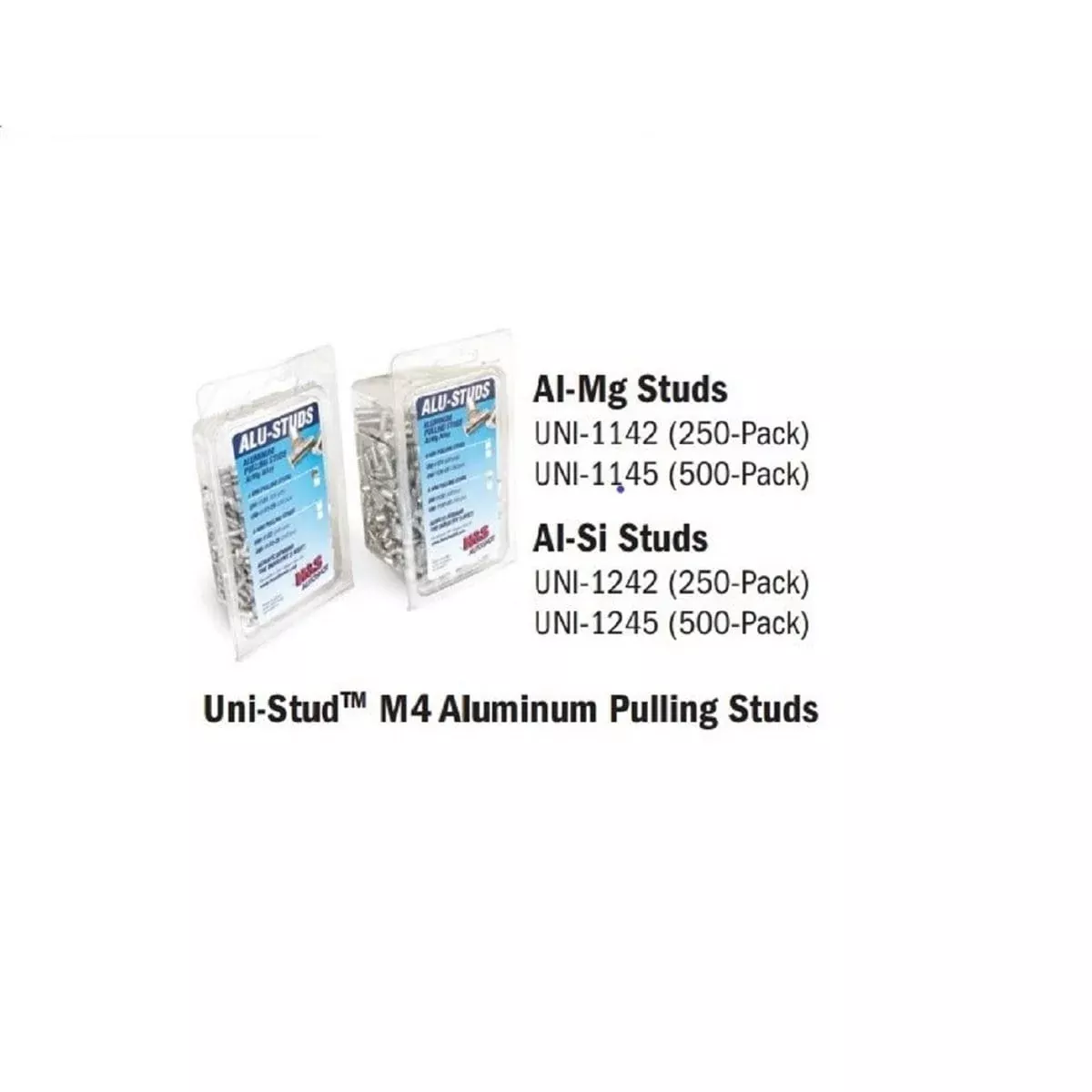 H&S AutoShot UNI-1242 M4 Aluminum Pulling Studs Al-Si 250-Pack