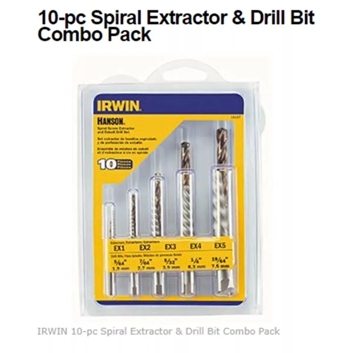Hanson 11117 Extractor Spiral Set 10Pc Screw&Cobalt Drill Bit