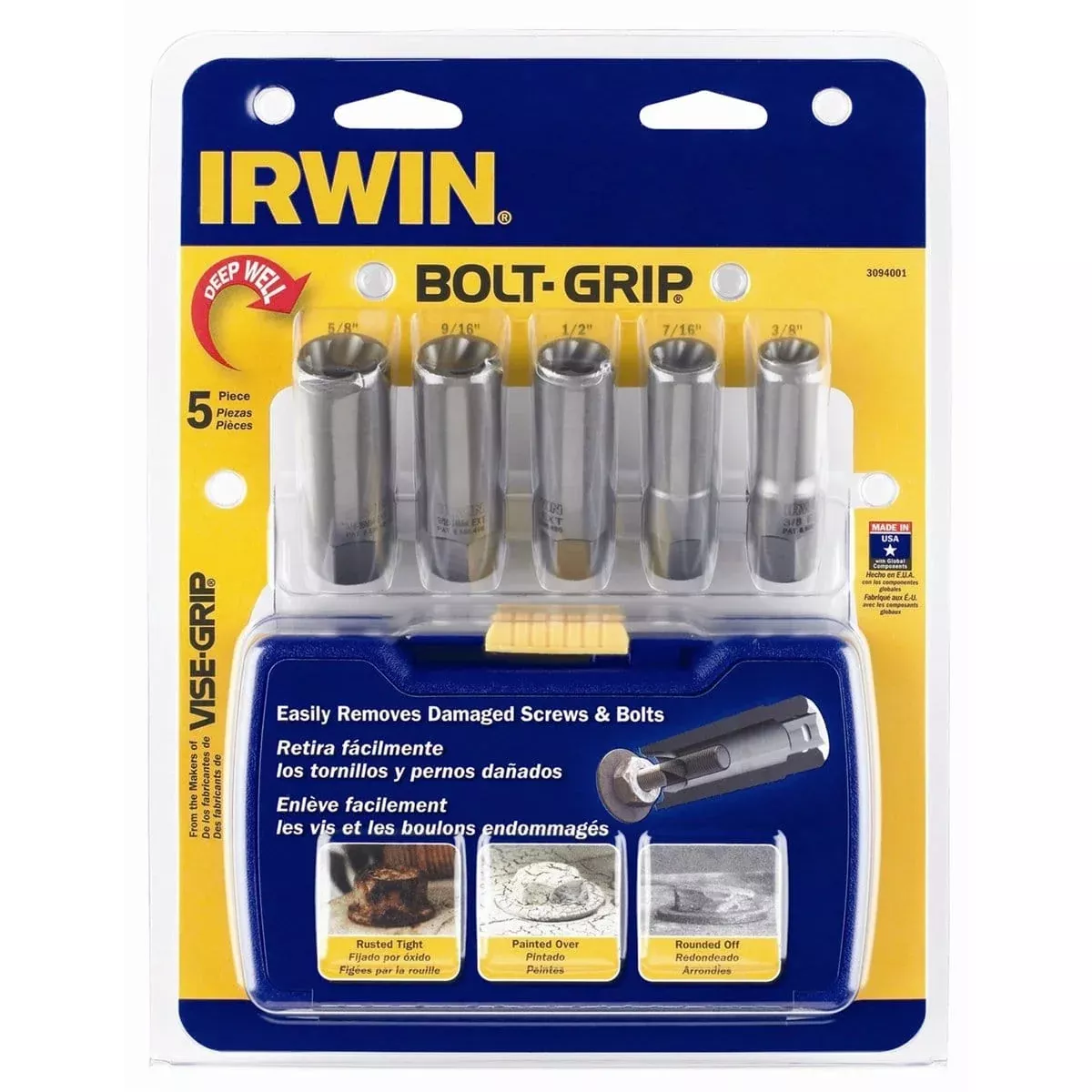 Hanson 3094001 5 Pc Deep Length Bolt Grip Set