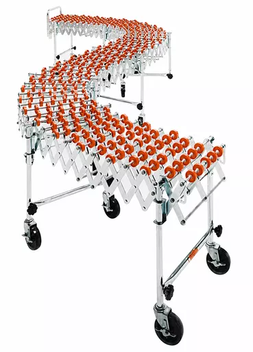 Heavy Duty Accordion Wheel Conveyors - 30 Inch Widths - Red Nylon Wheels - 1