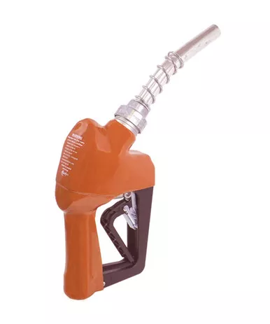 Husky 159404N-39 X Automatic Shut-Off Unleaded Nozzle, 3/4'' Inlet NPT, with Three Notch Hold Open Clip and Full Grip Guard, Orange