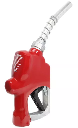 Husky 696108-02 1A Automatic Shut-Off New Unleaded Nozzle, 1'' Inlet NPT, without Hold Open Clip, with Metal Hand Guard and Full Grip Guard, Red