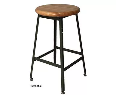 Industrial Shop Stools - Wood Seat - 5
