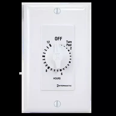 Intermatic FD12HWC, Spring Wound Countdown Timer, Decorator Style, 125-277 VAC, 50/60 Hz, SPST, 12 Hour Max, Without Hold, White