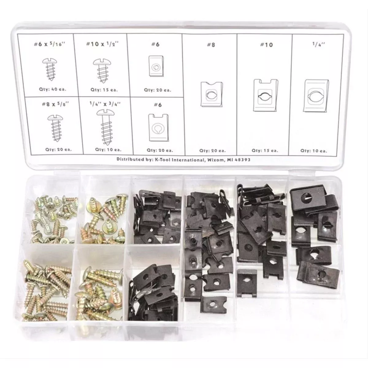 K Tool International 00084 - 170-pc U-Clip and Screw Assortment Kit